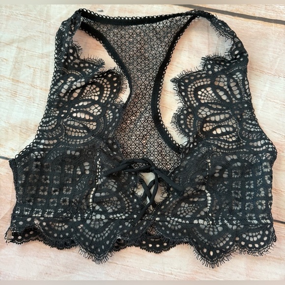 Victorias Secret Bra Bralette SEXY BOHO Size Xs Dream Angel Lace Up Black Nude - Picture 3 of 5